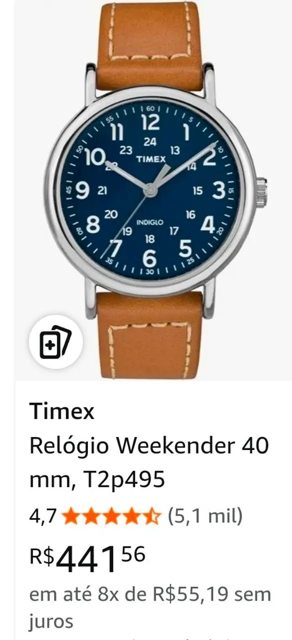 Relógio Timex Weekender Novo Azul com Pulseira em Couro - Foto 5