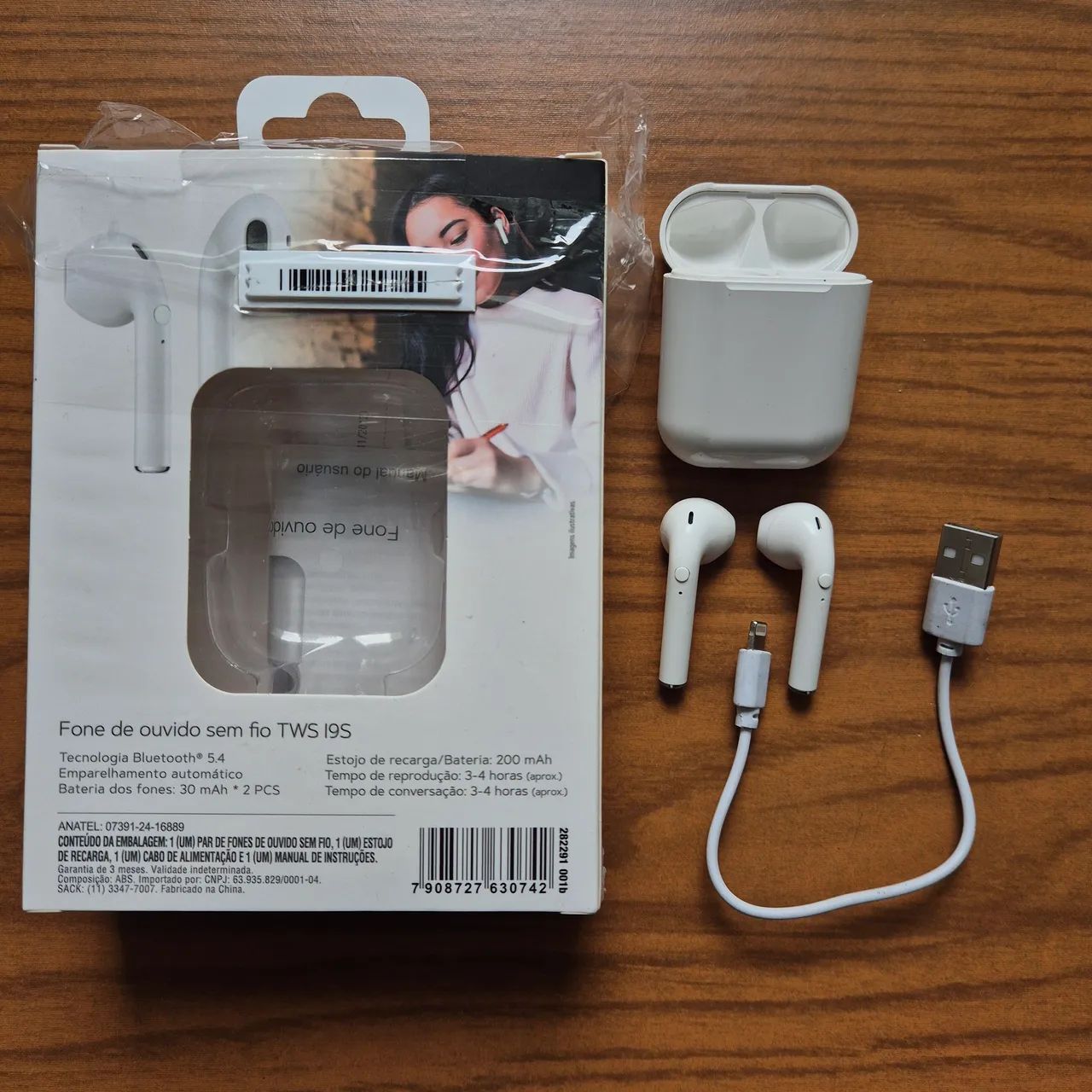 Fone de ouvido sem fio Bluetooth branco TWS I9S - Loop Way