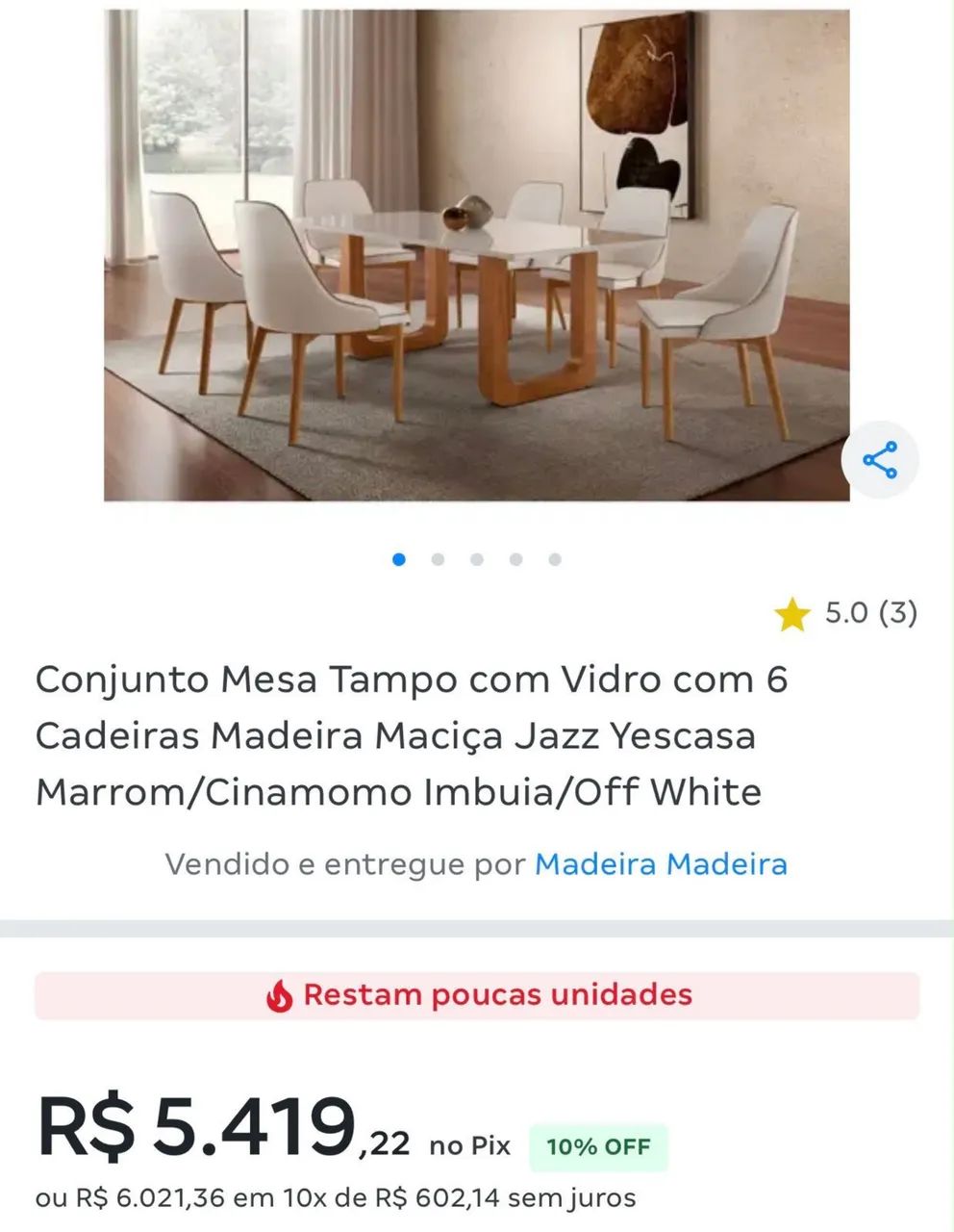 MESA 6 LUGARES 100% MADEIRA MACIÇA - Foto 4