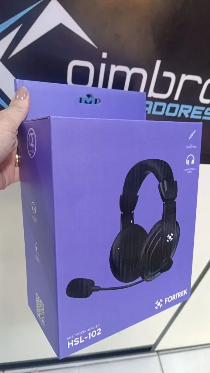 Fone de Ouvido Com Microfone Headset Multimídia  HSL-102 Fortrek Loja Coimbra Entregamos