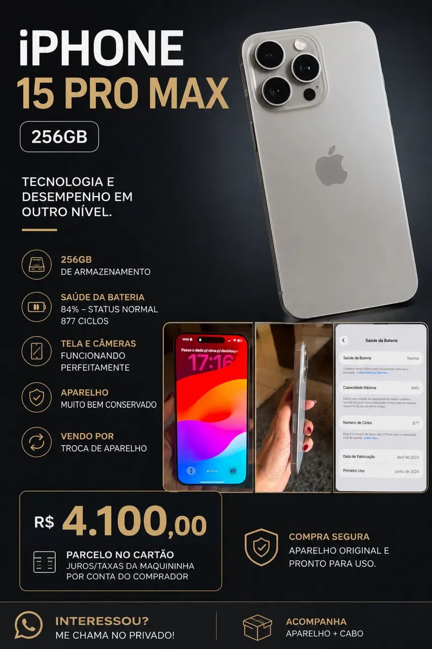 iPhone 15 Pro Max 256GB | Muito conservado 