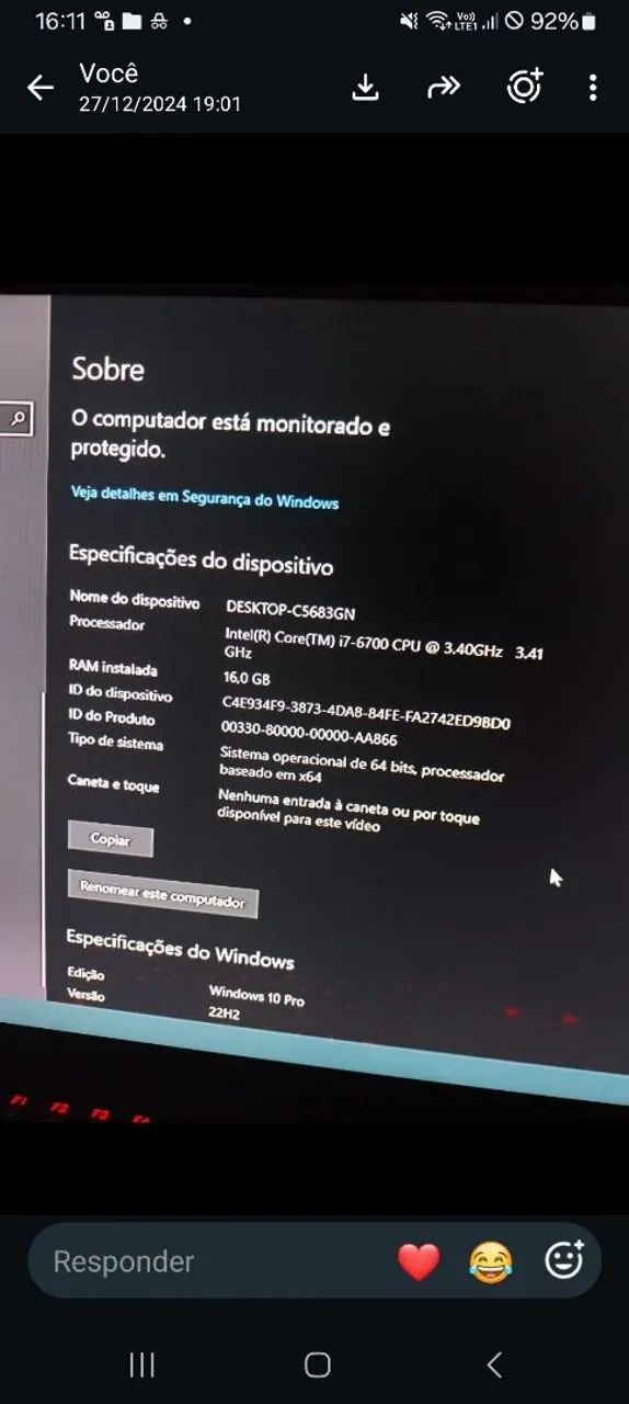Kit intel 7 da geração 16g de ram - Foto 2
