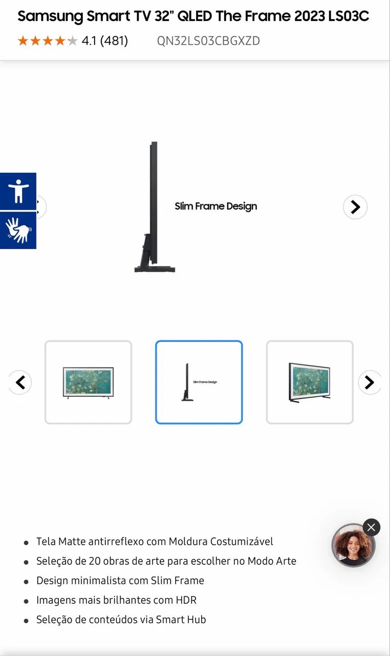 Samsung Smart TV 32" QLED The Frame 2023 LS03C - Foto 3