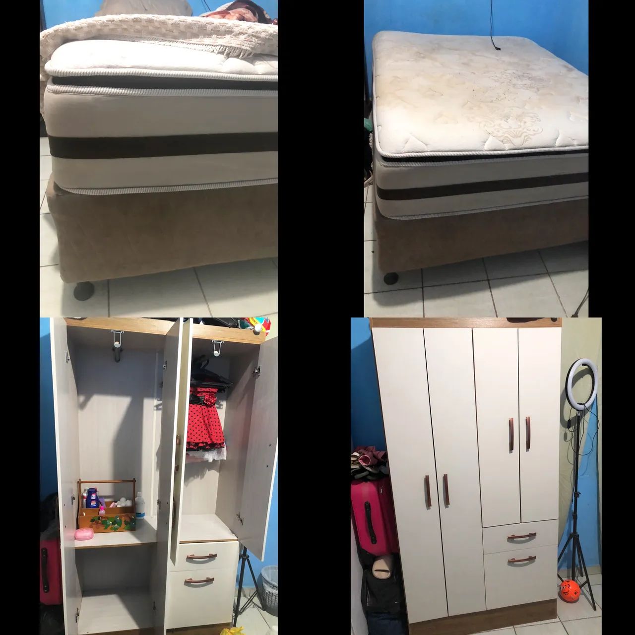 Cama box casal + guarda roupa junto 