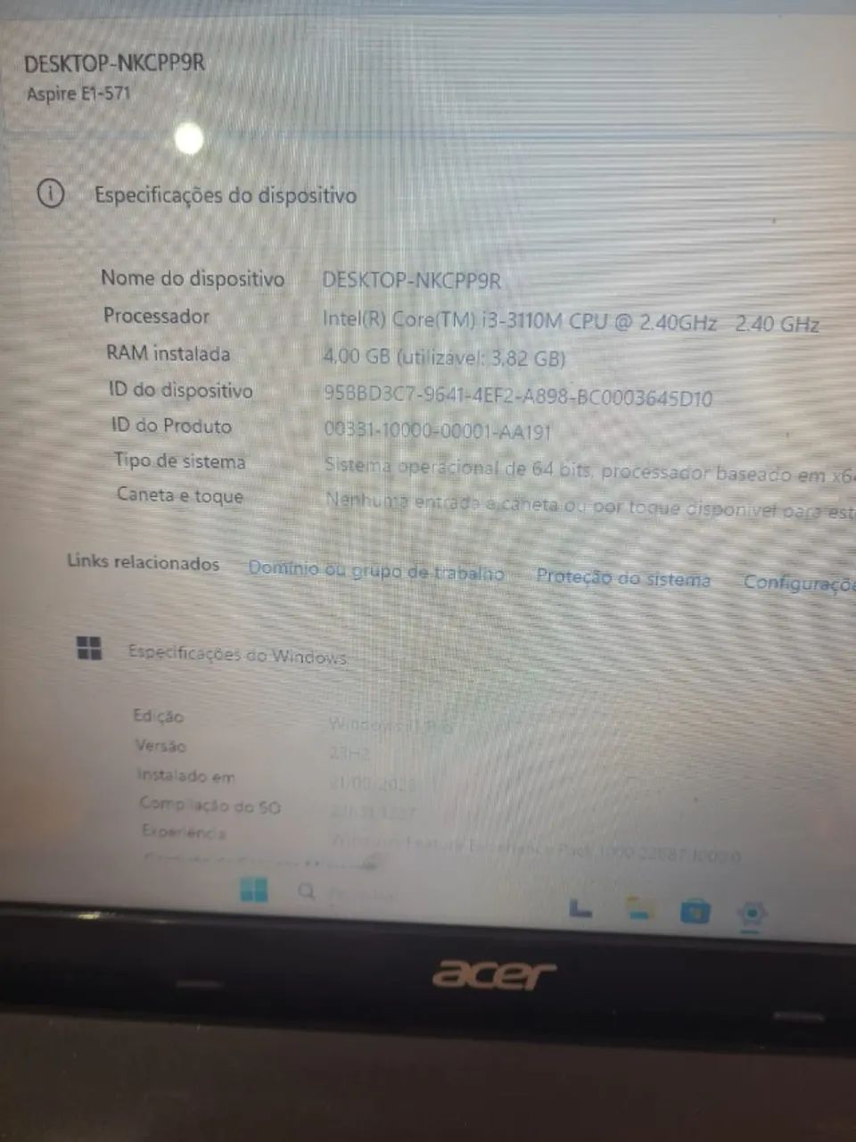 Notebook Aspire E1-571 Tela 16 Polegadas 4 GB de RAM em Ótimo estado! - Foto 2