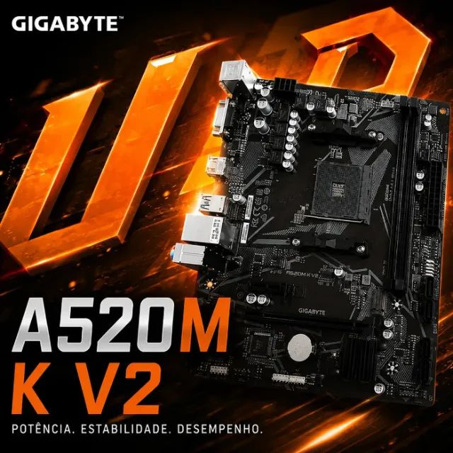 Placa mãe A520M K V2 AM4 Gigabyte, nova, lacrada, com garantia! - Foto 5
