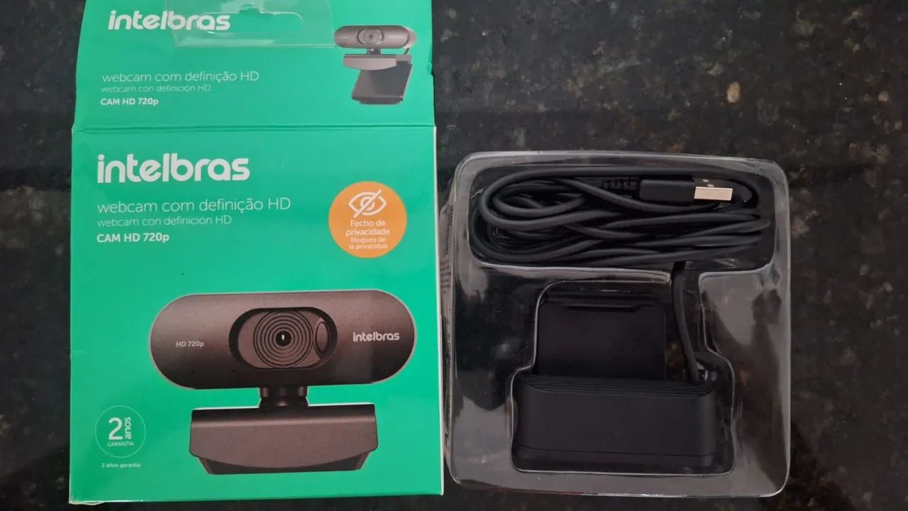 Webcam Intelbras CAM HD 720p com Microfone Integrado - Excelente Estado