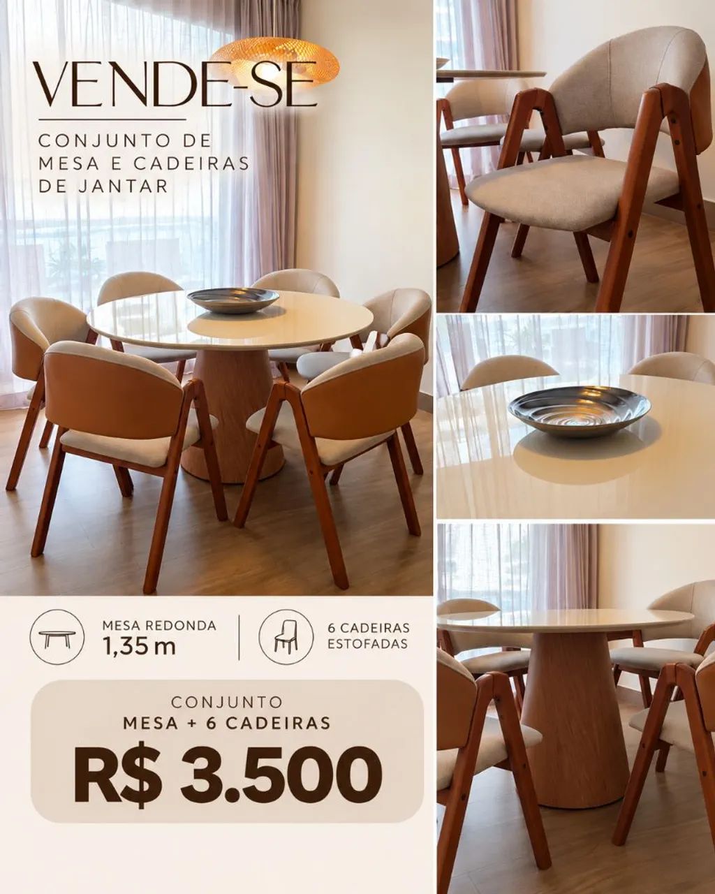 Mesa de jantar redonda com 6 cadeiras  - Foto 4