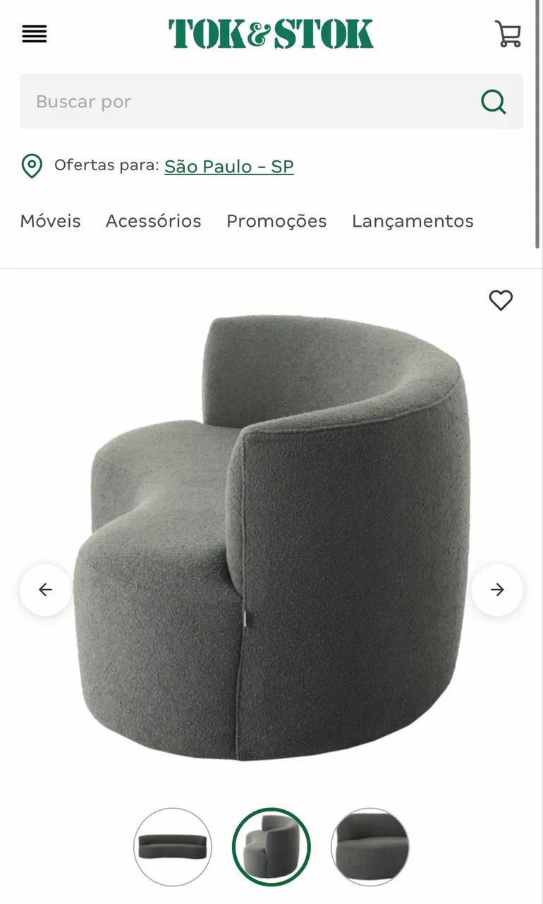 Sofá 3 lugares ôndulo tokstok cinza  - Foto 4