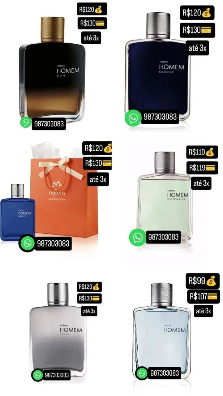 NATURA HOMEM VÁRIAS FRAGANCIAS