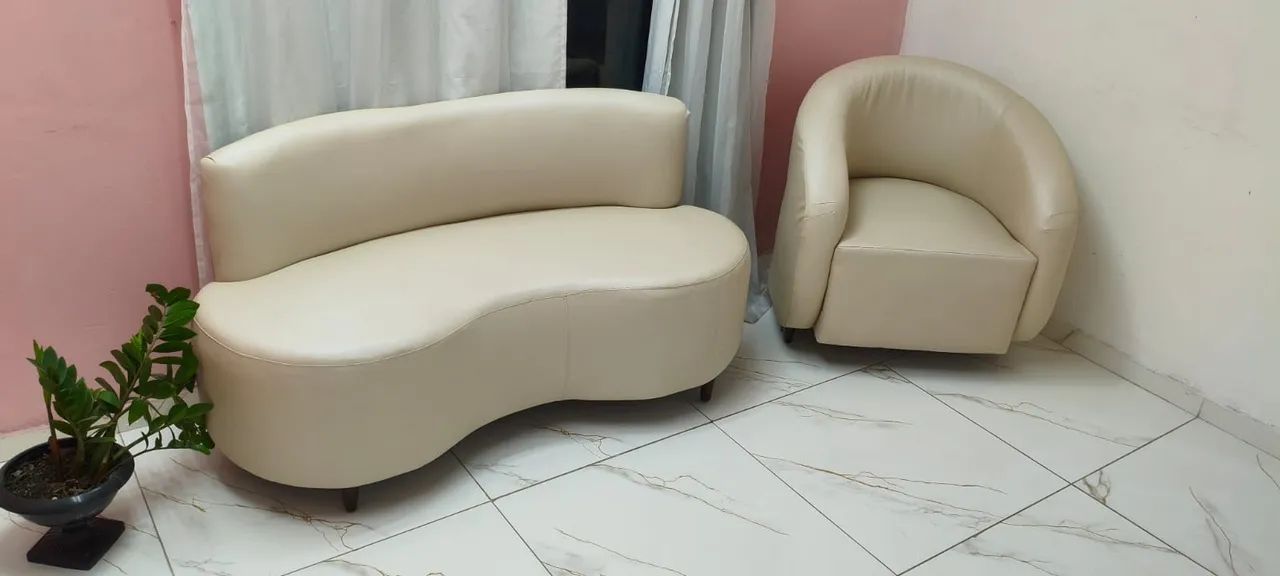 Sofá Orgânico + Poltrona em Curvim Sedã