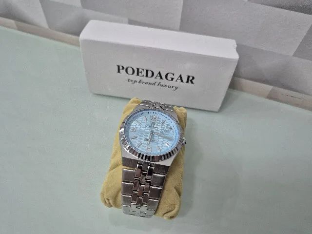 Relógio de pulso 839 Silver Mint Blue com pulseira em aço - Foto 4