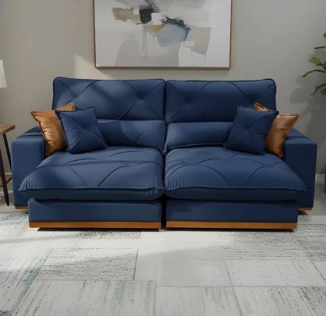 Sofá Retrátil Reclinável Solaris 230 Veludo Azul - Foto 3