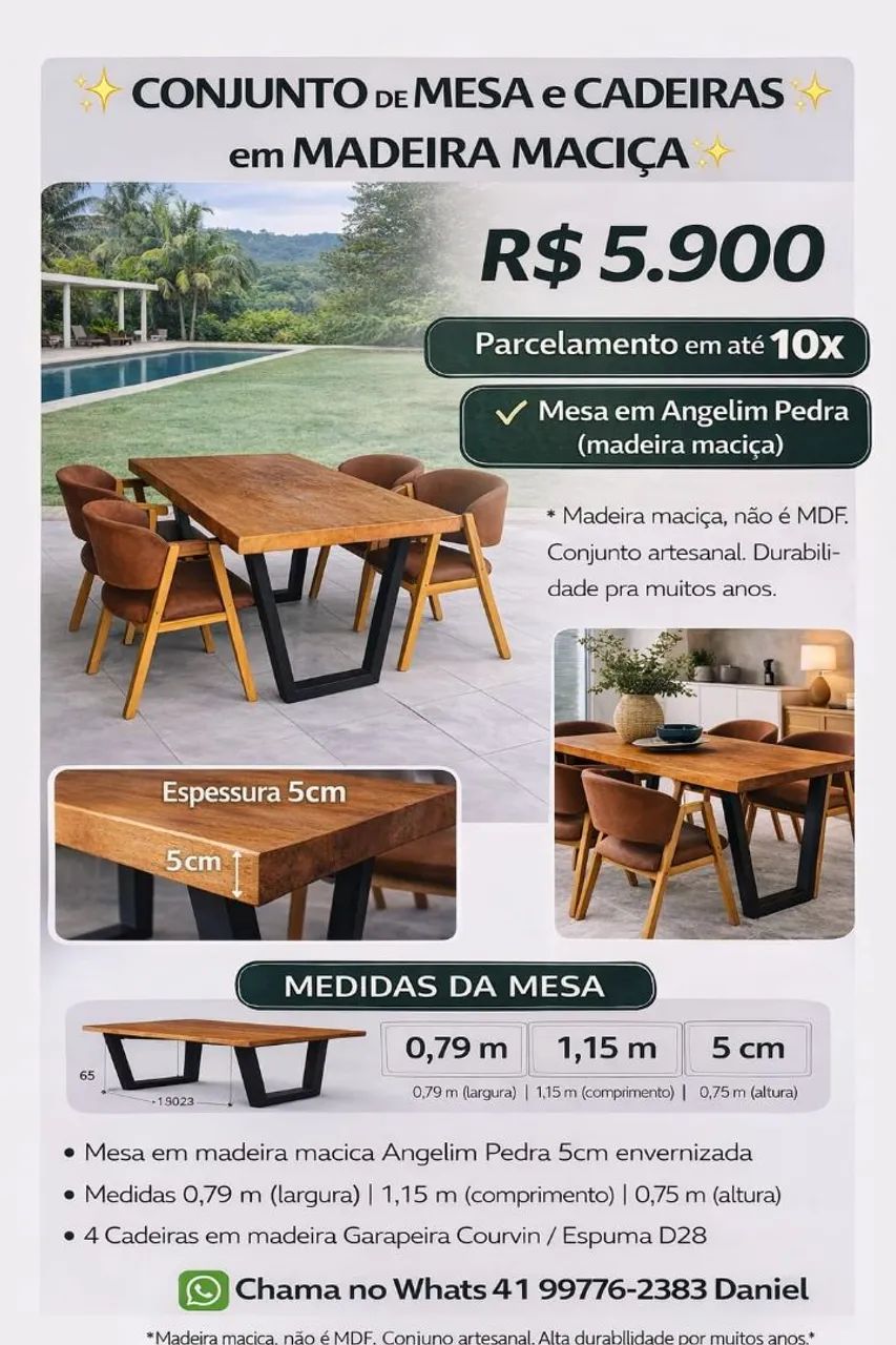 Conjunto de mesa e cadeiras 