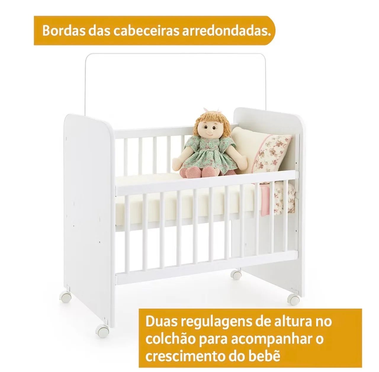 Mini Berço Grade Móvel Com Colchão e Regulagem de Altura - Foto 2