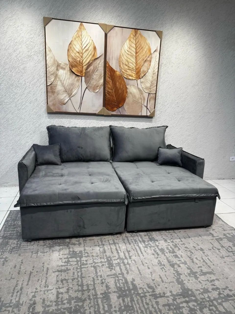 Sofá Cama New Onix 4 Lugares Cinza - Foto 2