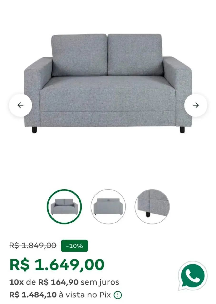SOFÁ TOK STOK 2 LUGARES MUY CINZA MESCLA - Foto 3