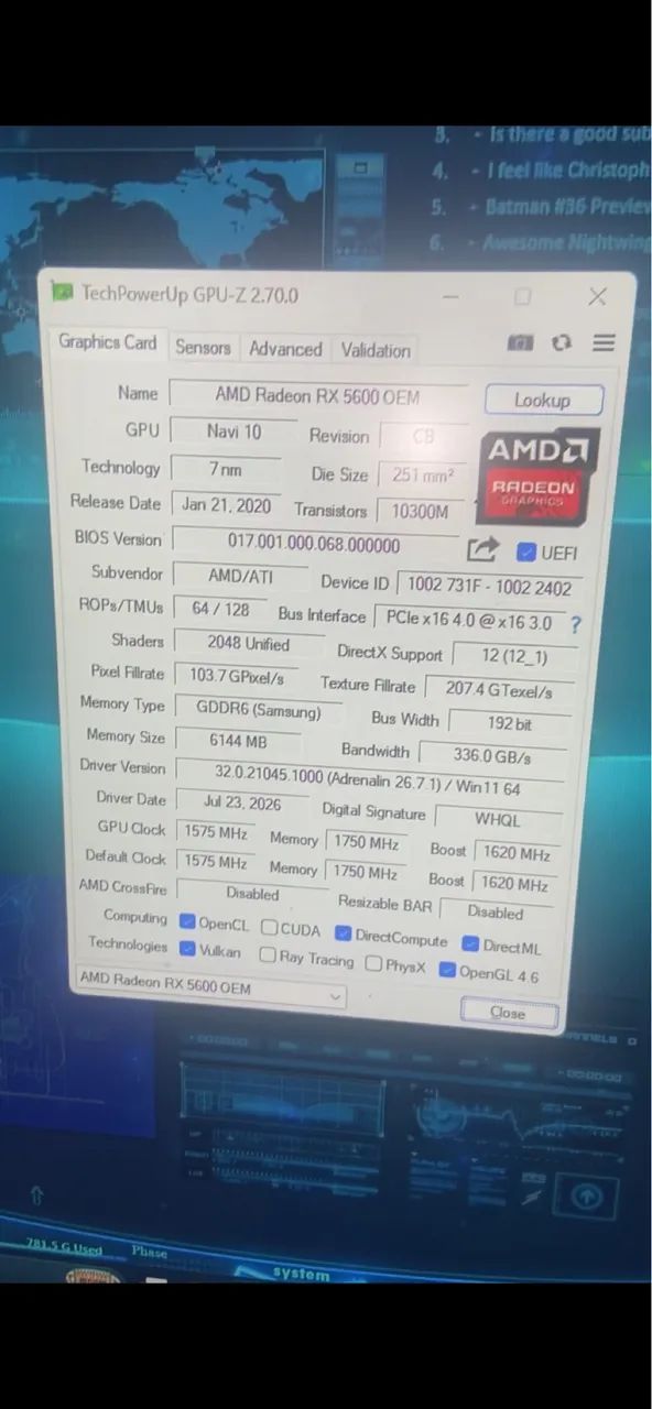 Placa de vídeo RX 5600 6 GB  - Foto 2