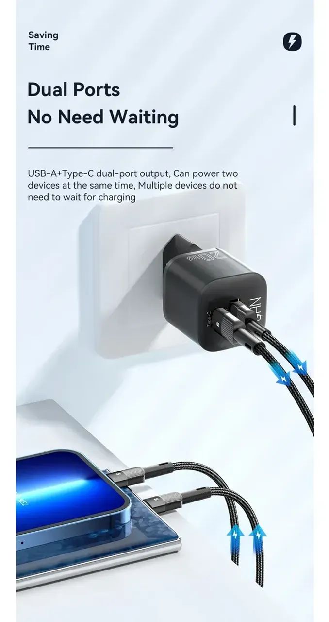Carregador 20w Dual Usb Essager Preto + Cabo Usb-c Lightning - Foto 4
