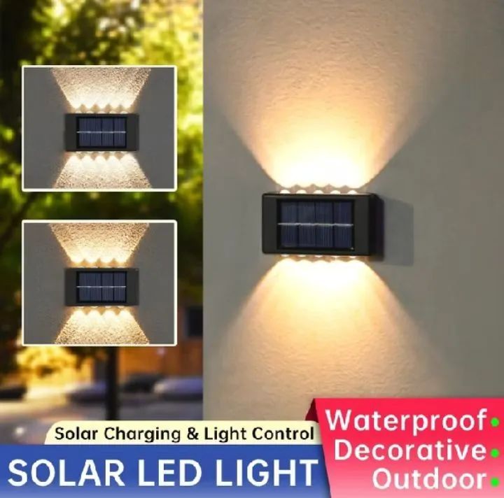 Luminária solar lâmpada de parede com 10 leds arandela externa à prova d'água iluminação. - Foto 6