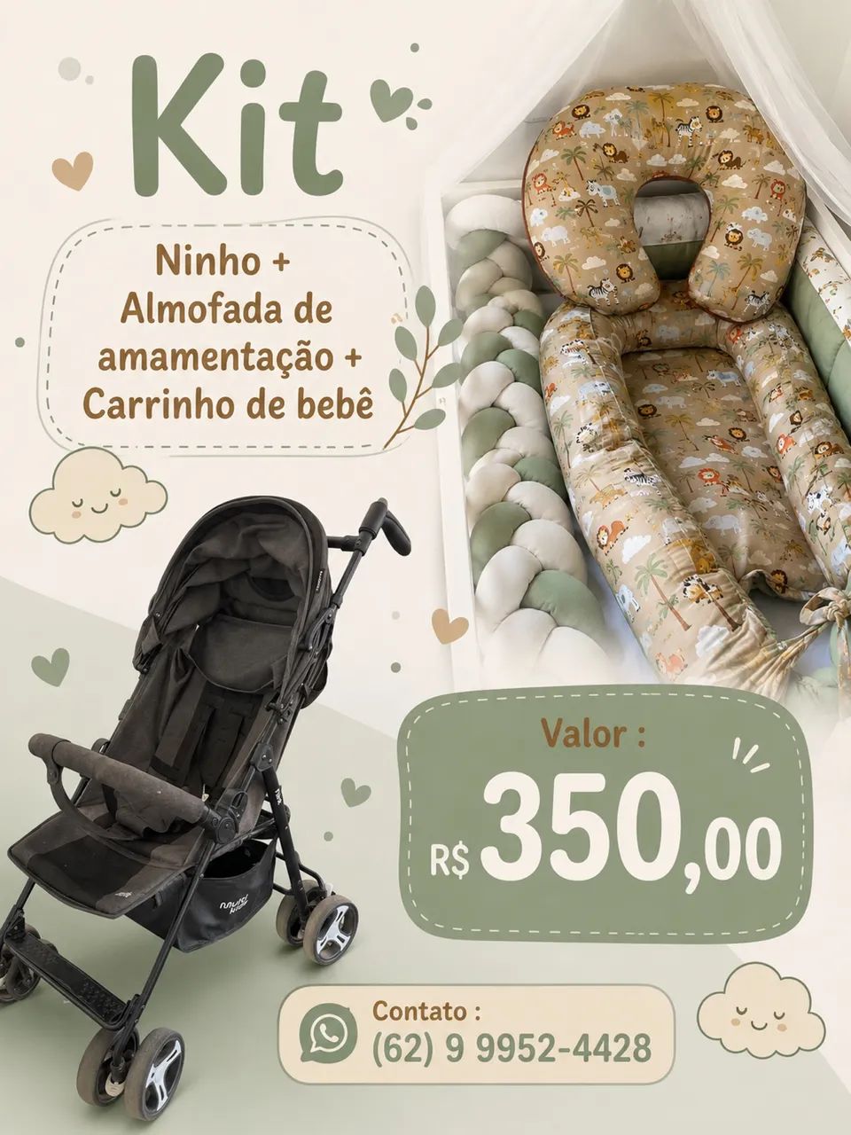 Almofada de amamentação + Ninho + Carrinho 