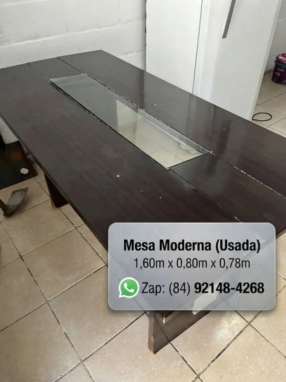Mesa 1,60m x 0,80m com Vidro Central (Usada) - Foto 2