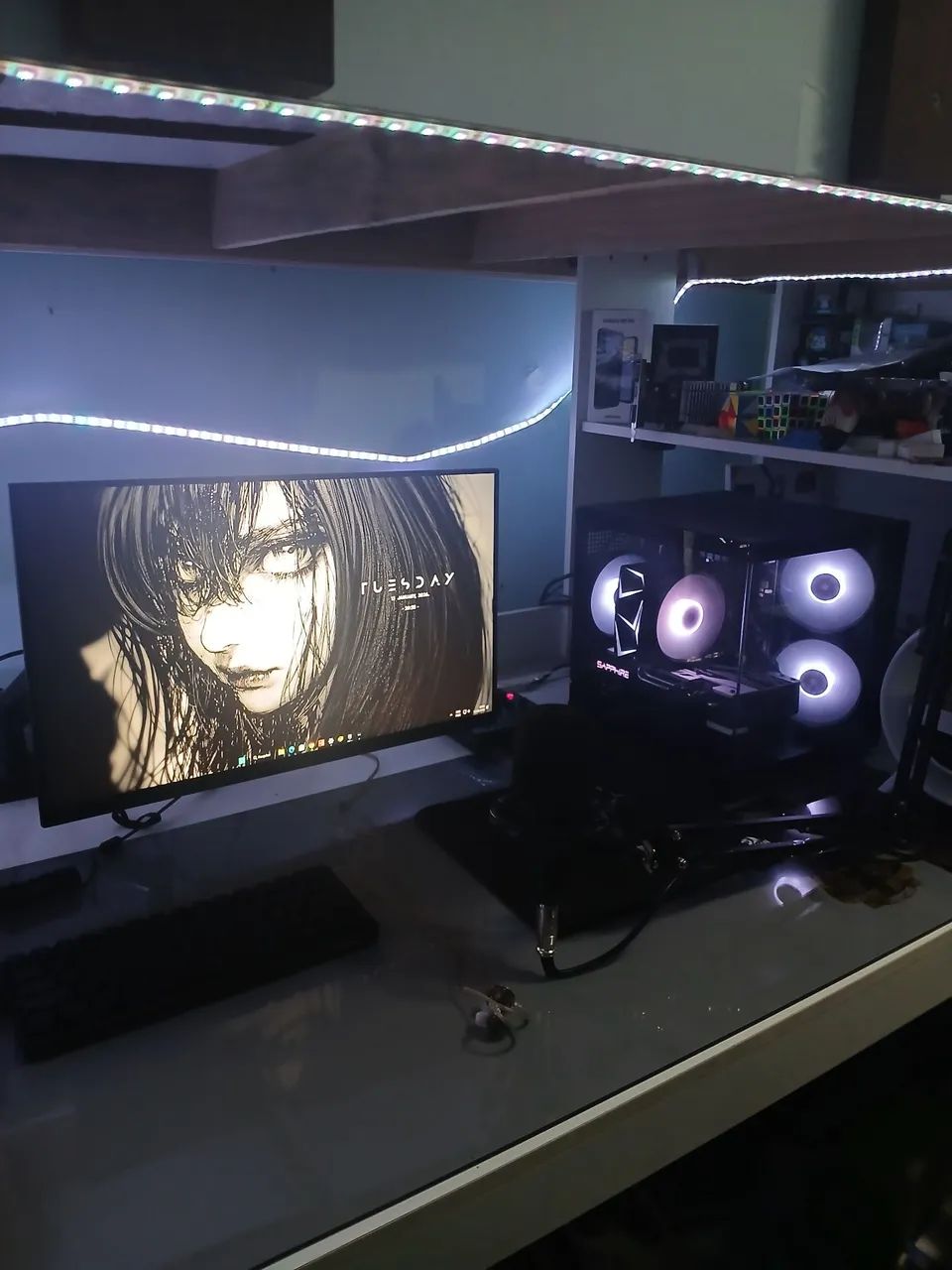 Gabinete Aquário Aigo Apollo A275 com 3 fans ARGB-Vai com caixa e apenas 2 meses de uso - Foto 2