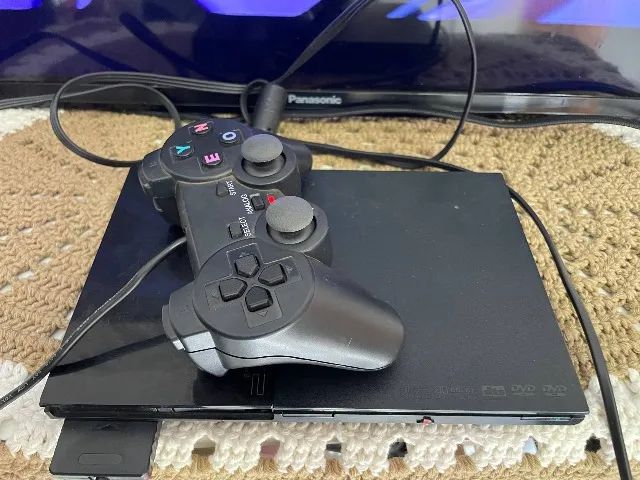 PS2 Slim Desbloqueado com Controle - Leitor Funcionando Normalmente