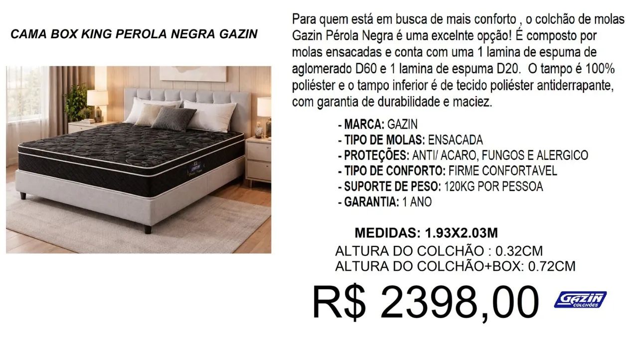 Conjunto box + colchão king
