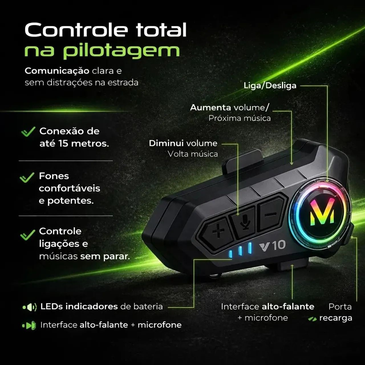 Fone intercomunicador para capacetes - Foto 3