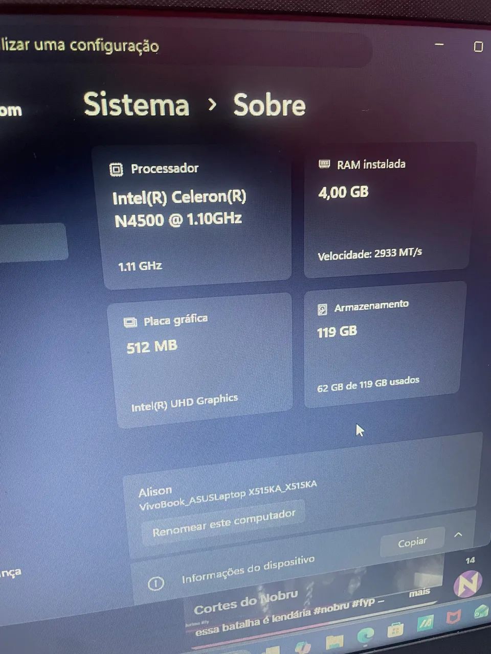 Notebook asus 