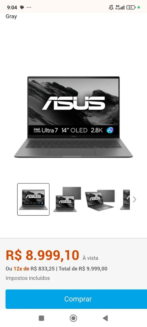 Zenbook Asus s14 novo lacrado