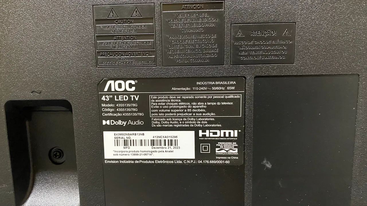 Smart TV AOC Nova Retirar Peças  - Foto 5