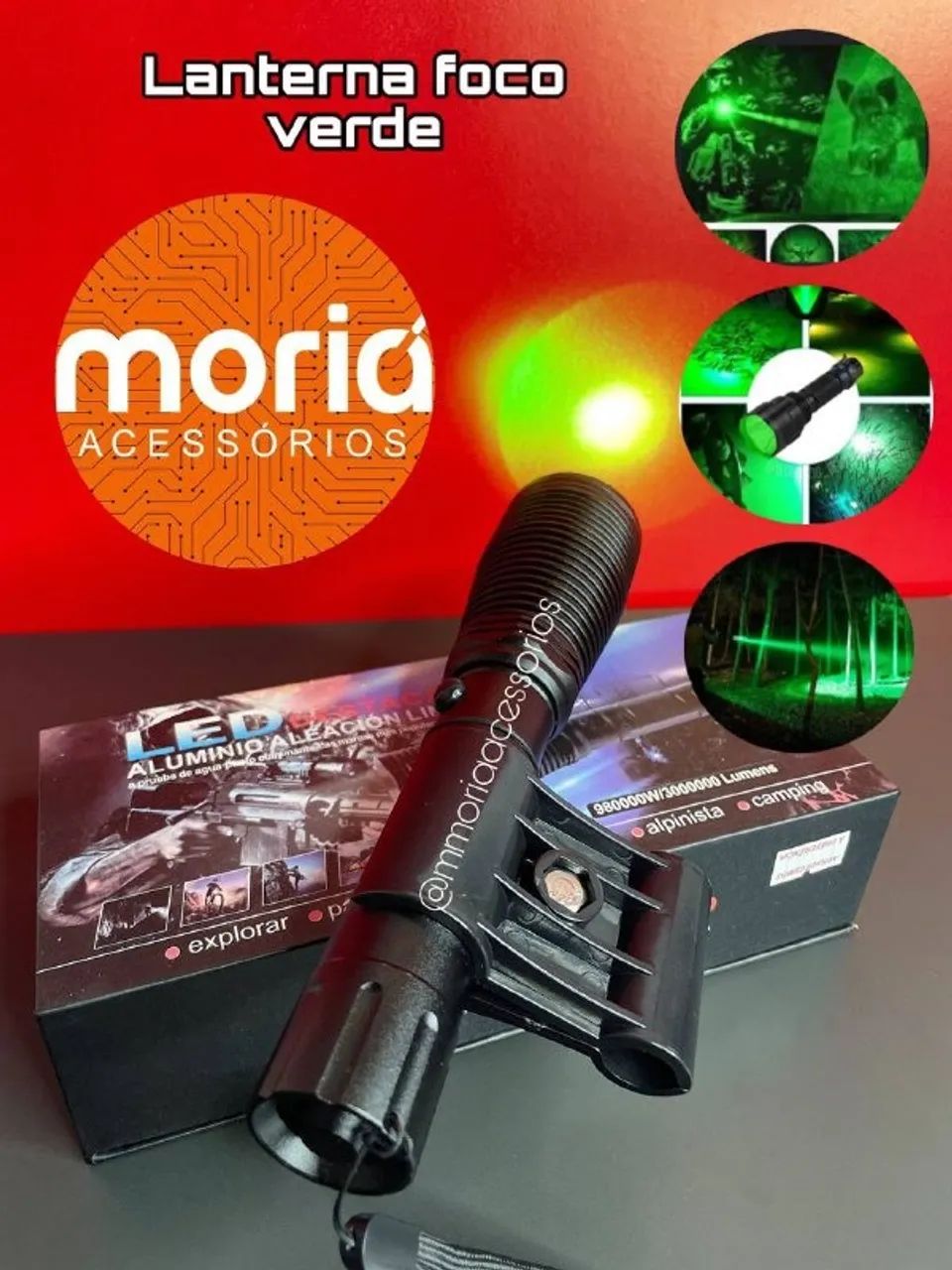 Lanterna Foco Verde Recarregáveis 3000 lumens - Foto 3