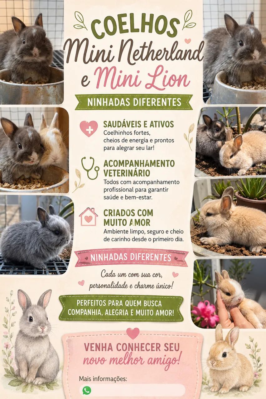 Coelhos Mini Lion com Netherland  - Foto 4