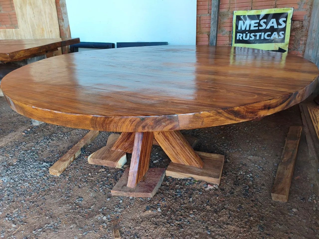 Mesa Rústica redonda 2 metros diâmetro  - Foto 2
