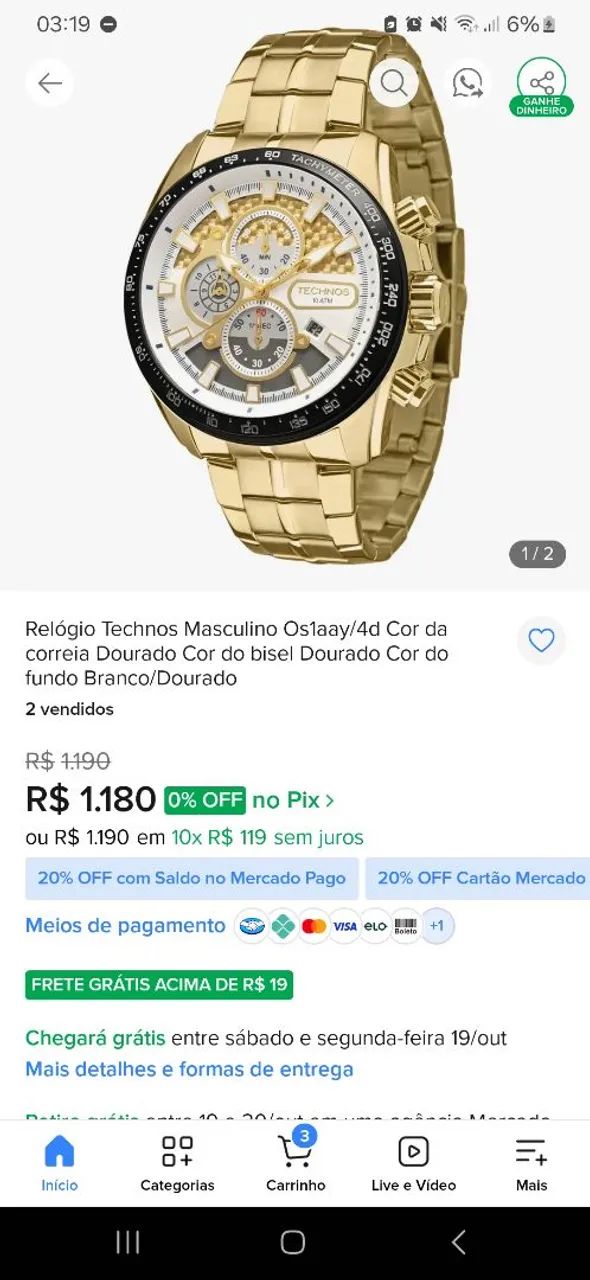 Relogio Technos masculino Os1aay - Foto 3