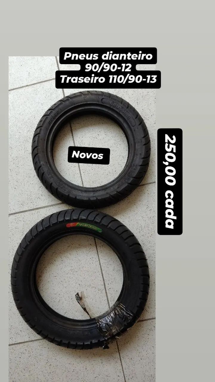 Pneus novos 90/90-12 dianteiro e traseiro 110/90-13