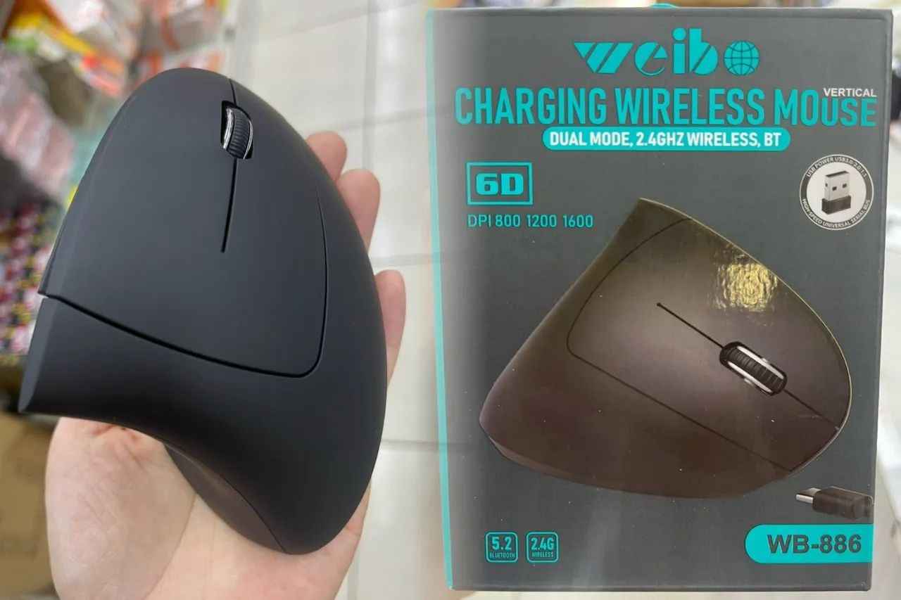 Mouse vertical sem fio 