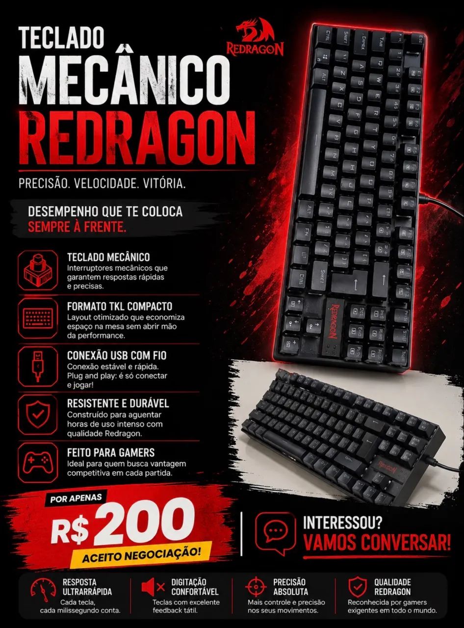 TECLADO MECÂNICO REDRAGON