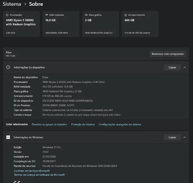COMPUTADOR 5600G - PRODUTIVIDADE E JOGOS