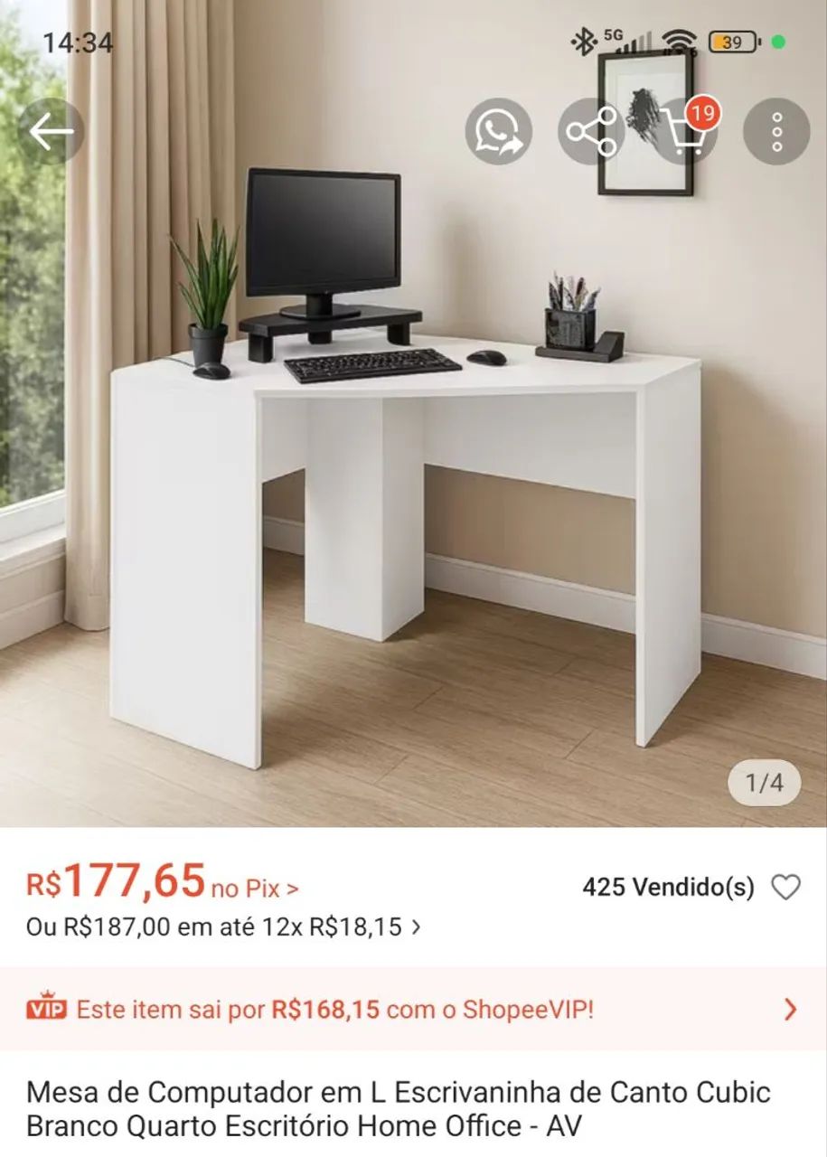 Mesa de computador em L - Montada - Foto 2