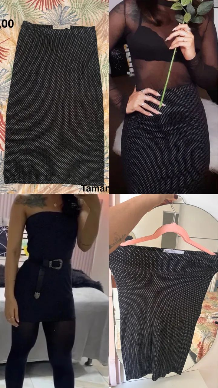 Saia midi preta e branca  - Foto 3