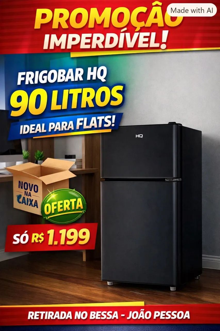 Frigobar novo duplex 90 litros oportunidade 