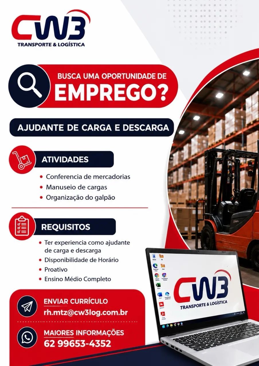 Vaga para Ajudante carga e descarga 