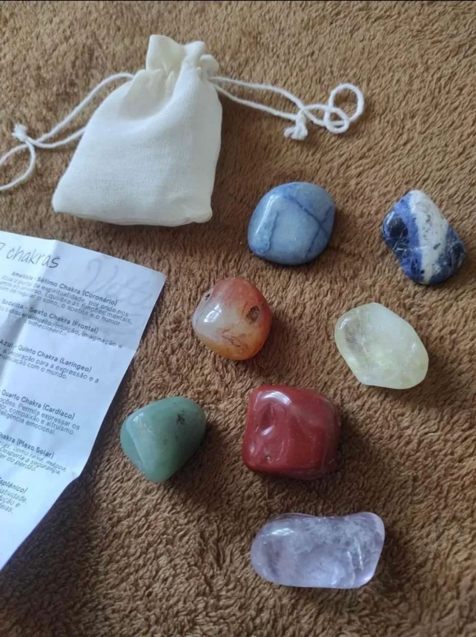 KIT com Sete Pedras semi preciosas Roladas dos Chakras - Foto 3