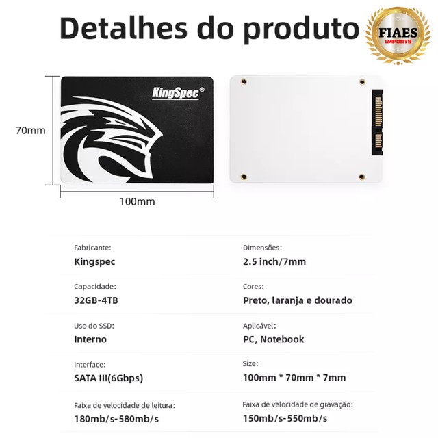 SSD 128 GB - 256 GB - 512 GB e 1 TB Kingspec Promoção + Frete Grátis* - Foto 5
