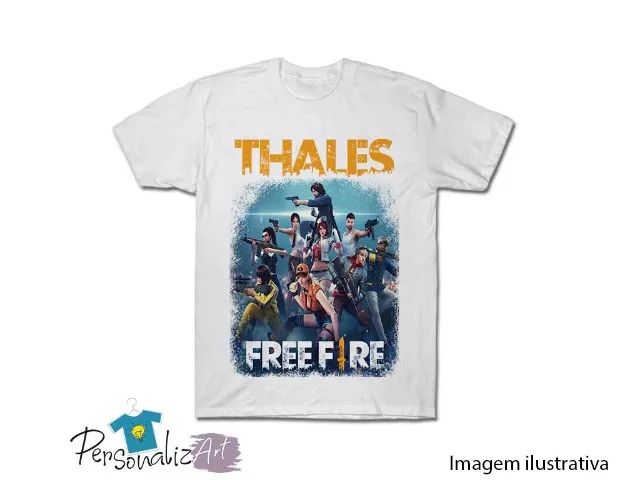 Camiseta Free Fire Aniversário Nome e Idade personalizada