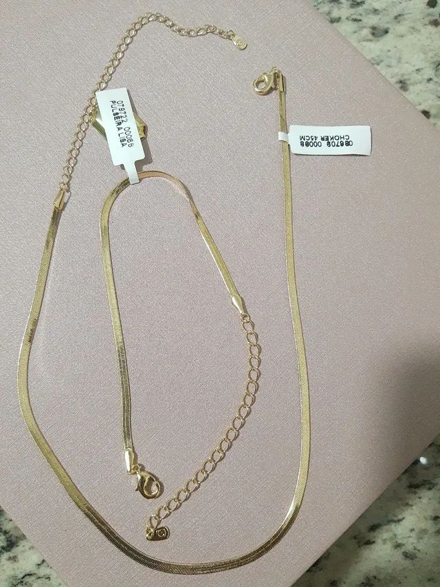 Conjunto colar choker e pulseira fita. - Foto 3