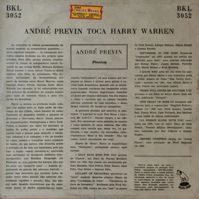 disco de vinil lp andre previn - toca harry warren - Foto 2